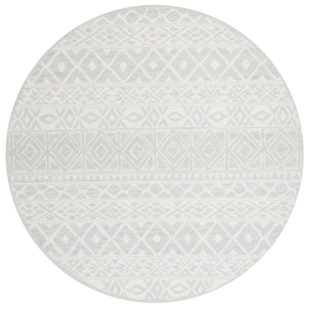 Safavieh 6 x 6 ft. Blossom Hand Tufted Round Area Rug; Silver & Ivory BLM113G-6R